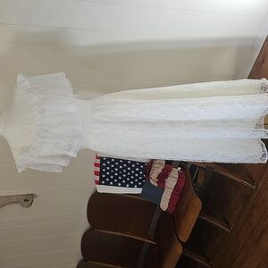 Vintage Glenrob LTD White Lace Wedding Dress Womens 11/12  Prairie Cottage EUC